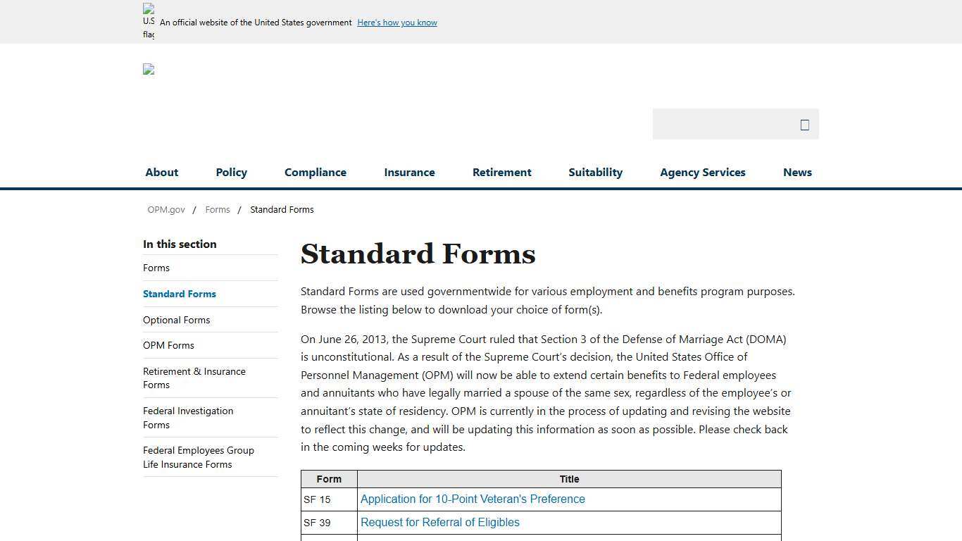 Standard Forms